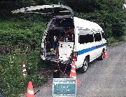 下水道管を撮影する機材を載せた車両